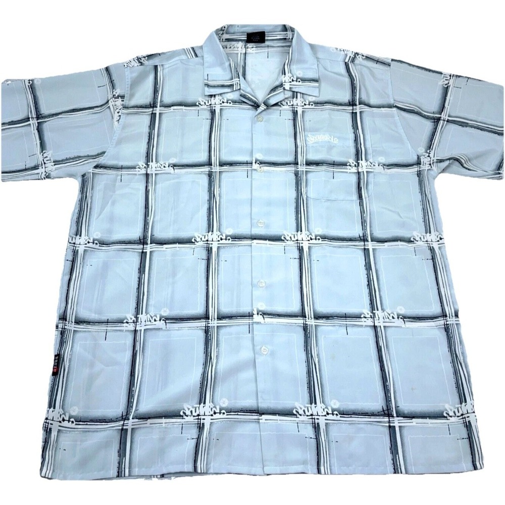 Vintage South Pole Shirt Men XL Blue Button Up Y2K Baggy AOP Hip Hop Rap Skate *